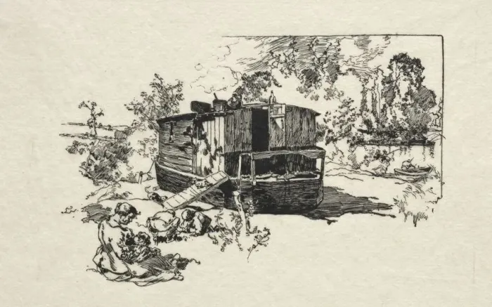 Framed Print : Bateau logement. Creator: Auguste Louis Lepere (French, 1849-1918) Framed Print : Bateau logement. Creator: Auguste Louis Lepere (French, 1849-1918)