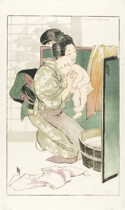 Framed Print : The Bath, 1905. Creator: Helen Hyde Framed Print : The Bath, 1905. Creator: Helen Hyde