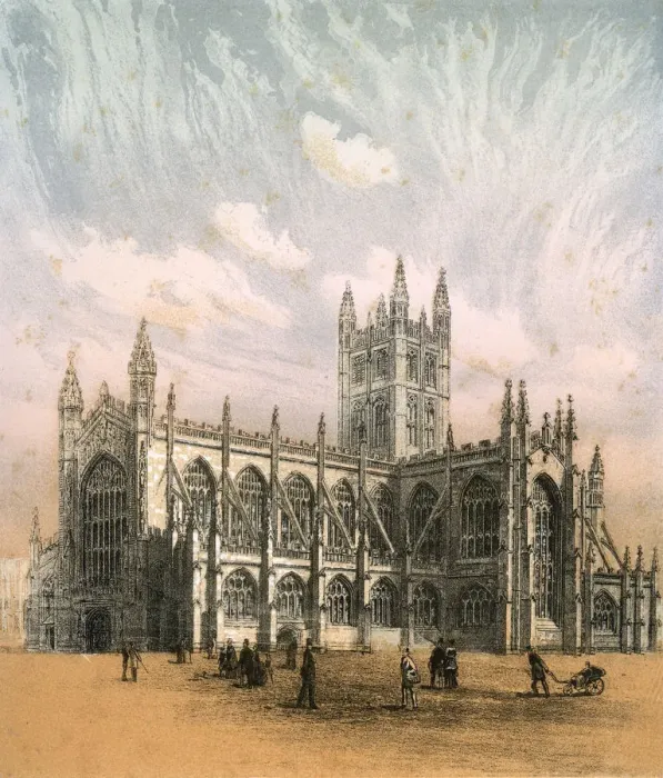 Framed Print : Bath Abbey, Somerset, c1870. Artist: Hanhart Framed Print : Bath Abbey, Somerset, c1870. Artist: Hanhart
