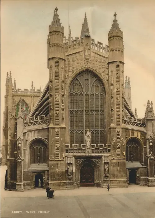 Framed Print : Bath Abbey, West front, c1925 Framed Print : Bath Abbey, West front, c1925