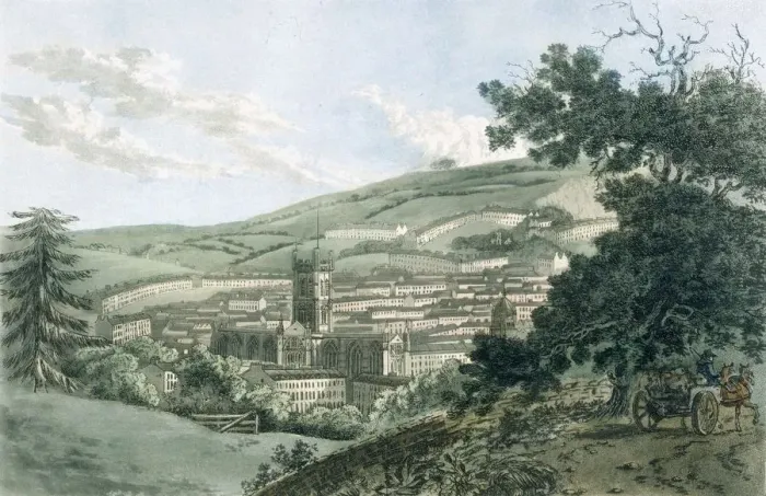 Framed Print : Bath, from the private road leading to Prior Park, pub. 1793. Creator: J. Hassell (1767-1825) and J Framed Print : Bath, from the private road leading to Prior Park, pub. 1793. Creator: J. Hassell (1767-1825) and J