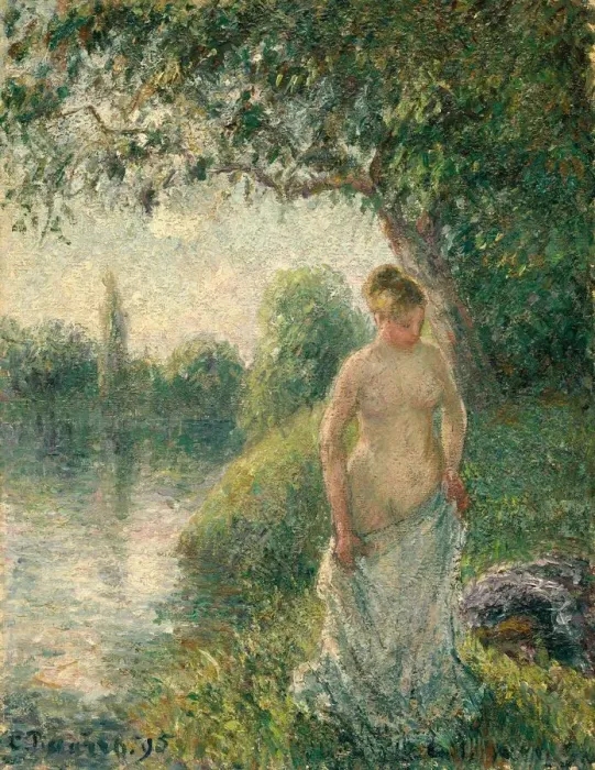 Framed Print : The Bather, 1895. Creator: Camille Pissarro Framed Print : The Bather, 1895. Creator: Camille Pissarro