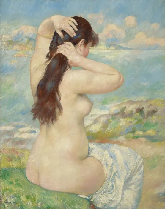 Framed Print : Bather Arranging Her Hair, 1885. Creator: Pierre-Auguste Renoir Framed Print : Bather Arranging Her Hair, 1885. Creator: Pierre-Auguste Renoir