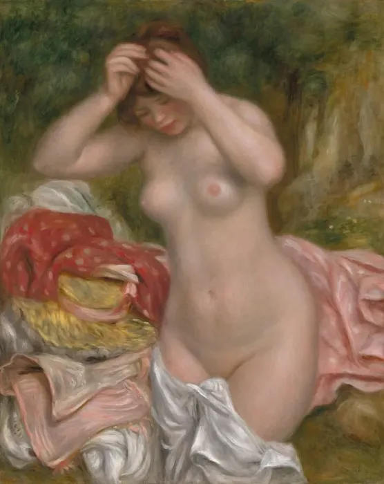 Framed Print : Bather Arranging Her Hair, 1893. Creator: Pierre-Auguste Renoir Framed Print : Bather Arranging Her Hair, 1893. Creator: Pierre-Auguste Renoir