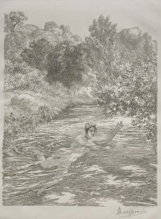 Framed Print : The Bather, c. 1860-70. Creator: Felix Bracquemond (French, 1833-1914) Framed Print : The Bather, c. 1860-70. Creator: Felix Bracquemond (French, 1833-1914)