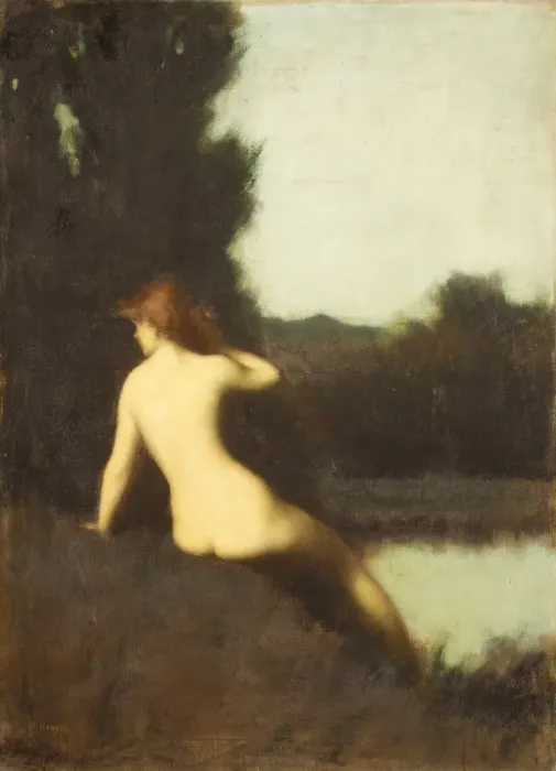 Framed Print : A Bather (Echo), 1881. Creator: Jean Jacques Henner Framed Print : A Bather (Echo), 1881. Creator: Jean Jacques Henner