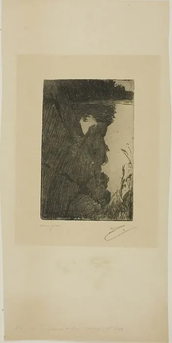 Framed Print : Bather (Evening) I (Zinc etching), 1896. Creator: Anders Leonard Zorn