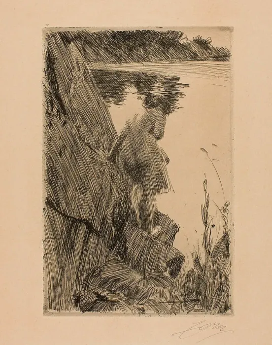 Framed Print : Bather (Evening) III, 1896. Creator: Anders Leonard Zorn Framed Print : Bather (Evening) III, 1896. Creator: Anders Leonard Zorn