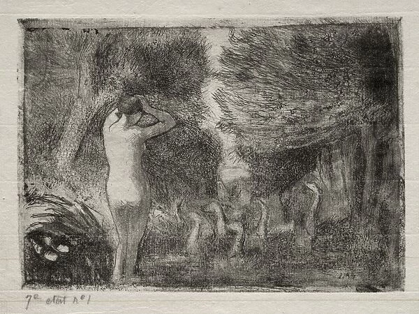 Bather and Geese, 1895. Creator: Camille Pissarro (French, 1830-1903)