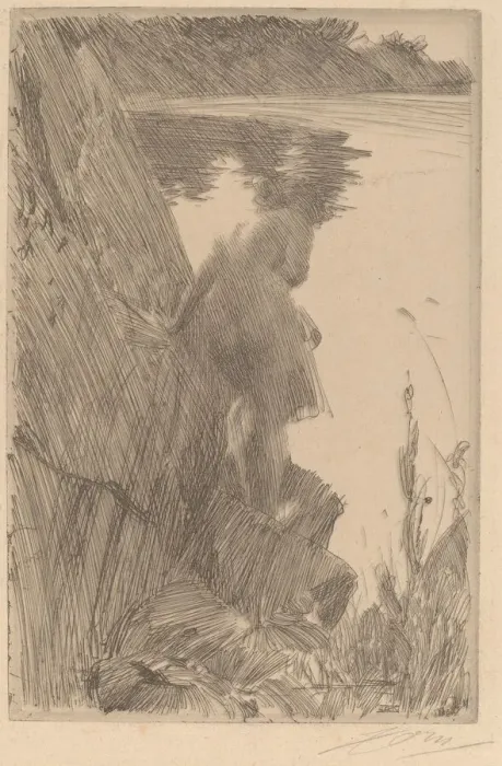 Framed Print : Bather III (Baigneuse de Dos), 1896. Creator: Anders Leonard Zorn Framed Print : Bather III (Baigneuse de Dos), 1896. Creator: Anders Leonard Zorn