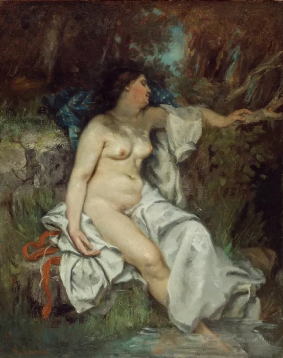 Framed Print : Bather Sleeping by a Brook, 1845. Creator: Gustave Courbet Framed Print : Bather Sleeping by a Brook, 1845. Creator: Gustave Courbet