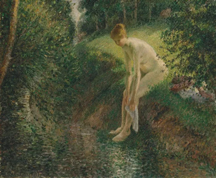 Framed Print : Bather in the Woods, 1895. Creator: Camille Pissarro Framed Print : Bather in the Woods, 1895. Creator: Camille Pissarro