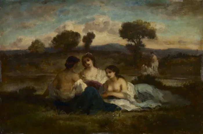 Framed Print : The Bathers, after 1847. Creator: Narcisse Diaz de la Pena (French, 1807-1876), imitator of Framed Print : The Bathers, after 1847. Creator: Narcisse Diaz de la Pena (French, 1807-1876), imitator of