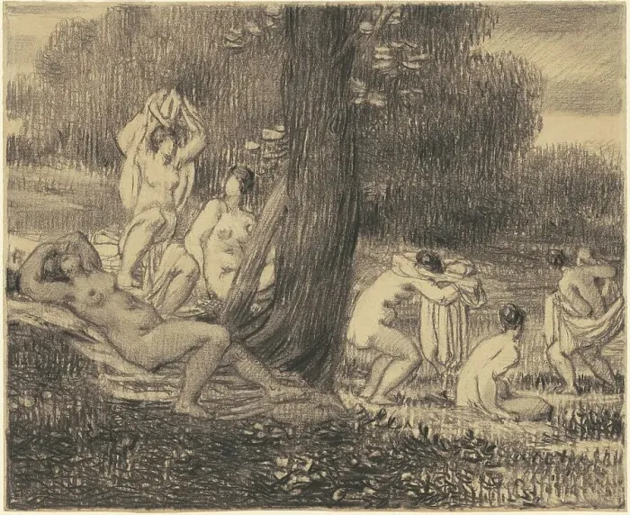 Framed Print : Bathers, 1860s-1870s. Creator: William P. Babcock Framed Print : Bathers, 1860s-1870s. Creator: William P. Babcock