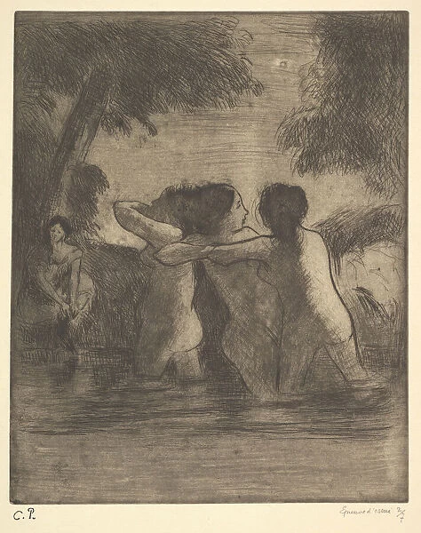 Four Bathers, 1895. Creator: Camille Pissarro