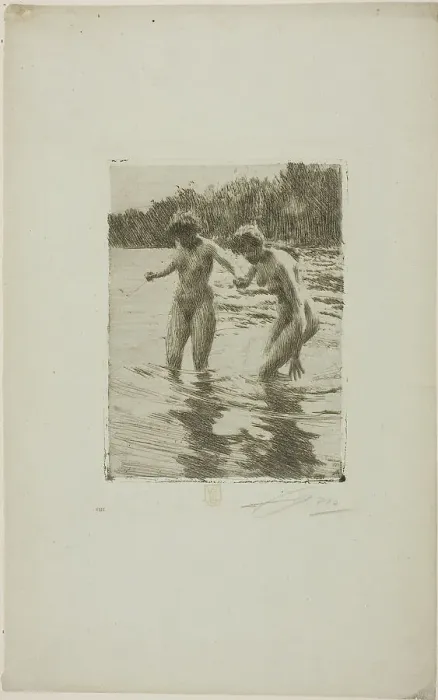 Framed Print : Two Bathers, 1910. Creator: Anders Leonard Zorn Framed Print : Two Bathers, 1910. Creator: Anders Leonard Zorn