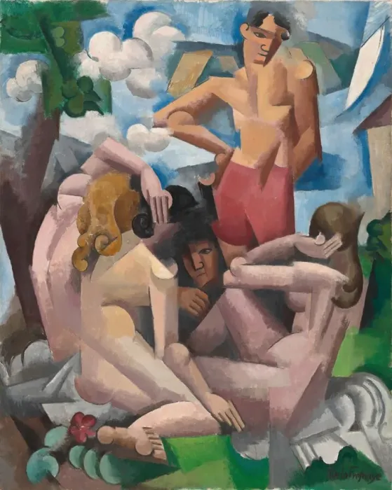 Framed Print : The Bathers, 1912. Creator: Roger de la Fresnaye Framed Print : The Bathers, 1912. Creator: Roger de la Fresnaye