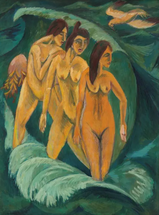 Framed Print : Three bathers, 1913. Artist: Kirchner, Ernst Ludwig (1880-1938) Framed Print : Three bathers, 1913. Artist: Kirchner, Ernst Ludwig (1880-1938)
