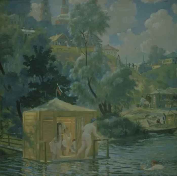 Framed Print : Bathers, 1921. Artist: Kustodiev, Boris Michaylovich (1878-1927) Framed Print : Bathers, 1921. Artist: Kustodiev, Boris Michaylovich (1878-1927)