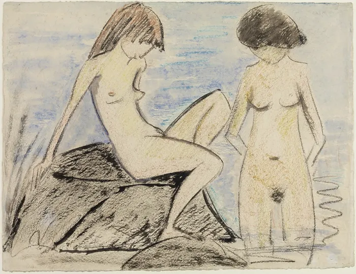 Framed Print : Two Bathers, between 1928 and 1930. Creator: Otto Mueller Framed Print : Two Bathers, between 1928 and 1930. Creator: Otto Mueller