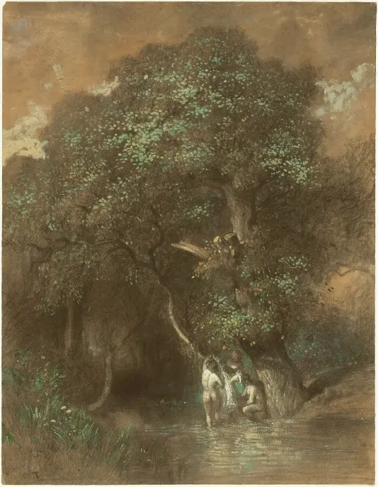 Framed Print : Bathers by a Giant Oak, c. 1842 / 1844. Creator: Constant Troyon Framed Print : Bathers by a Giant Oak, c. 1842 / 1844. Creator: Constant Troyon