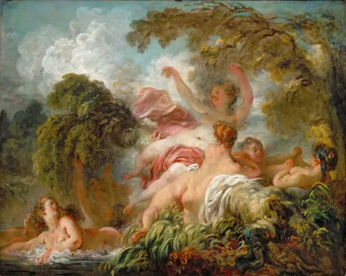 Framed Print : Bathers (Les baigneuses). Artist: Fragonard, Jean Honore (1732-1806) Framed Print : Bathers (Les baigneuses). Artist: Fragonard, Jean Honore (1732-1806)