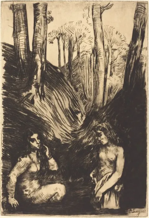 Framed Print : Bathers (Les baigneuses). Creator: Alphonse Legros Framed Print : Bathers (Les baigneuses). Creator: Alphonse Legros