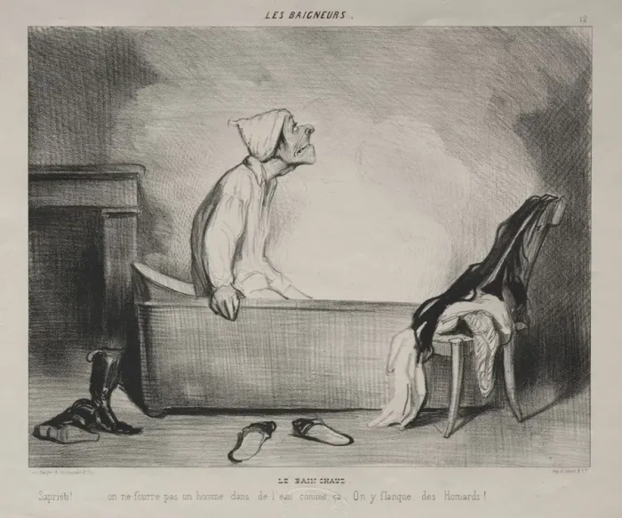 Framed Print : The Bathers, plate 12: The Hot Bath, 28 October 1839. Creator: Honore Daumier (French Framed Print : The Bathers, plate 12: The Hot Bath, 28 October 1839. Creator: Honore Daumier (French