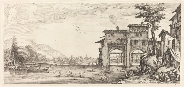 Framed Print : The Bathers, probably c. 1630. Creator: Jacques Callot Framed Print : The Bathers, probably c. 1630. Creator: Jacques Callot