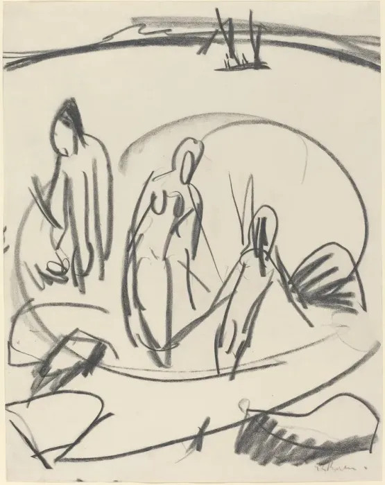 Framed Print : Three Bathers in the Sea, c. 1914. Creator: Ernst Kirchner Framed Print : Three Bathers in the Sea, c. 1914. Creator: Ernst Kirchner