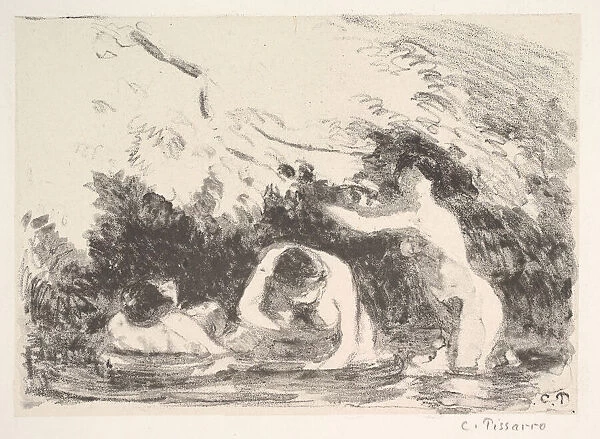 Bathers in the Shade of Wooded Banks, 1894. Creator: Camille Pissarro