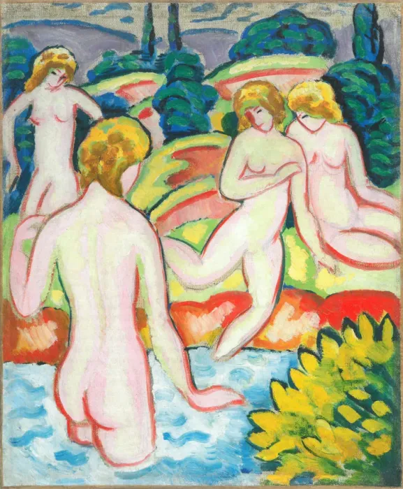 Framed Print : Bathers with Trees, 1910 Framed Print : Bathers with Trees, 1910