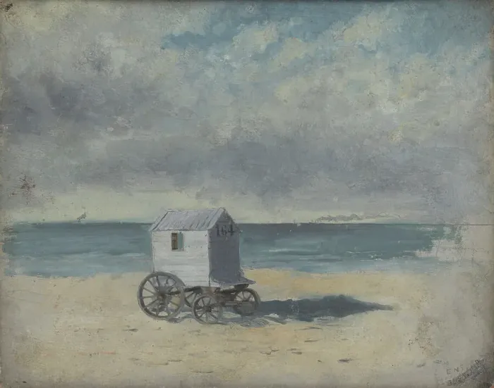Framed Print : Bathing Hut on the Beach, 1876. Creator: James Ensor Framed Print : Bathing Hut on the Beach, 1876. Creator: James Ensor