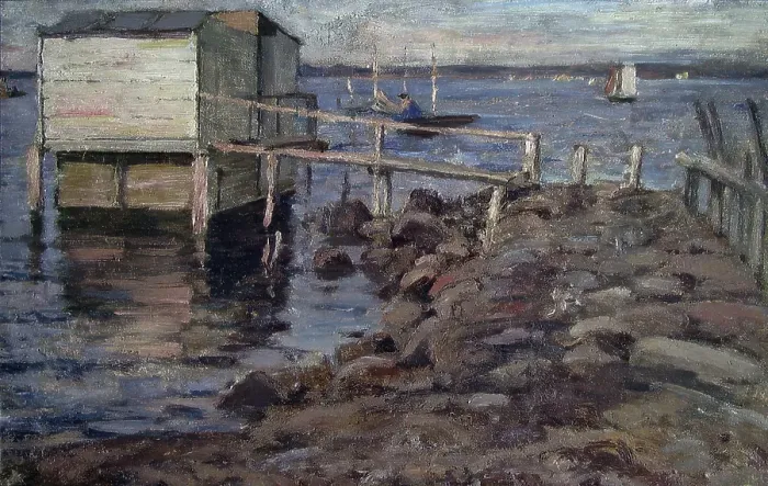 Framed Print : Bathing Hut at the Beach, unknown date. Creator: Fredrik Jonas Lucian Botfield Collett Framed Print : Bathing Hut at the Beach, unknown date. Creator: Fredrik Jonas Lucian Botfield Collett