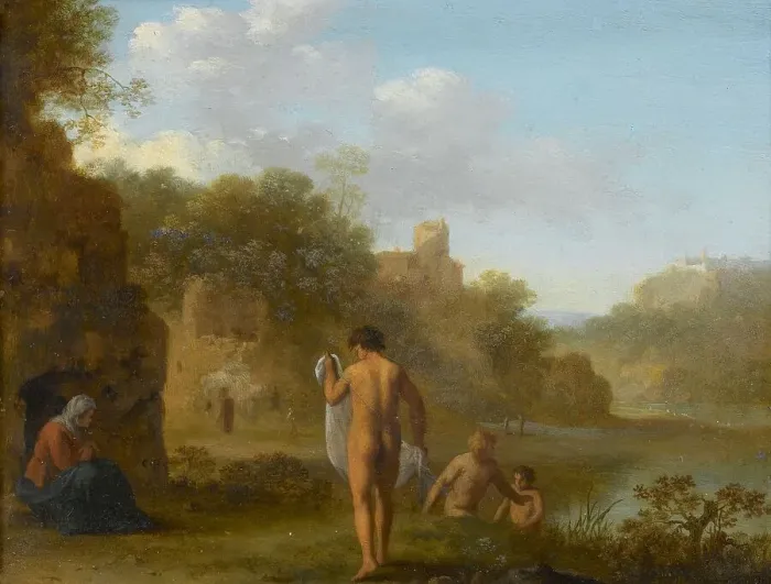 Framed Print : Bathing Men, after c.1646. Creator: Cornelis van Poelenburgh Framed Print : Bathing Men, after c.1646. Creator: Cornelis van Poelenburgh