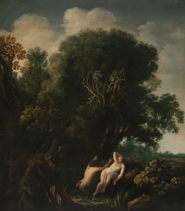 Framed Print : A Bathing Nymph Taken by Surprise by a Satyr, c.1630-c.1635. Creator: Moses van Wtenbrouck Framed Print : A Bathing Nymph Taken by Surprise by a Satyr, c.1630-c.1635. Creator: Moses van Wtenbrouck