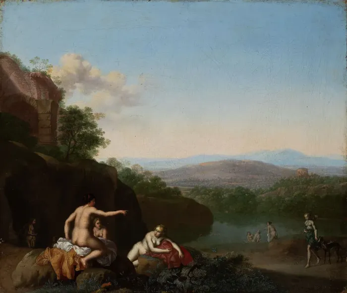 Framed Print : Bathing nymphs, 1630-1684. Creator: Daniel Vertangen Framed Print : Bathing nymphs, 1630-1684. Creator: Daniel Vertangen