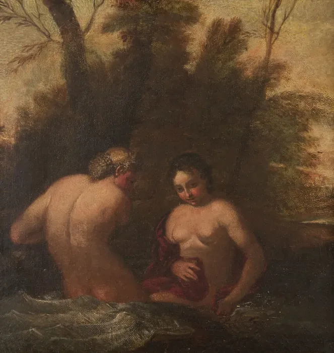 Framed Print : Two bathing nymphs. Creator: Francesco Albani Framed Print : Two bathing nymphs. Creator: Francesco Albani