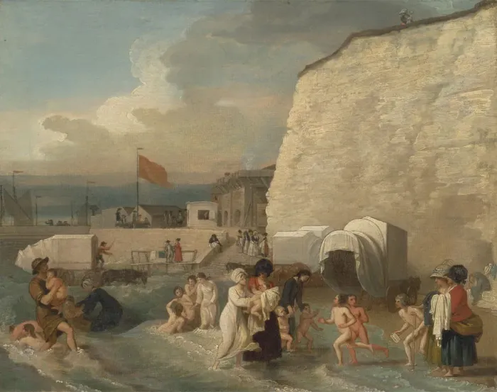 Framed Print : The Bathing Place at Ramsgate, ca 1788. Artist: West, Benjamin (1738-1820)