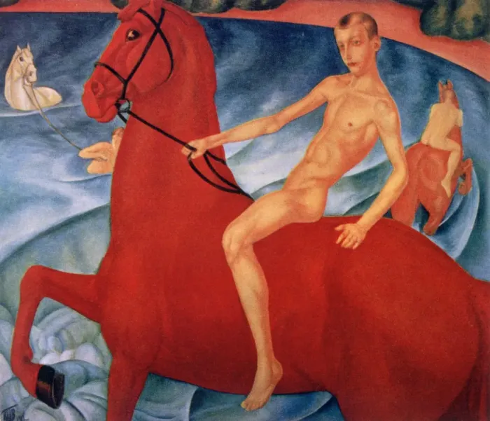 Framed Print : Bathing of the Red Horse, 1912. Artist: Kuz ma Petrov-Vodkin Framed Print : Bathing of the Red Horse, 1912. Artist: Kuz ma Petrov-Vodkin