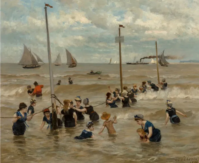 Framed Print : Bathing by the sea, 1876. Creator: Thoren, Otto von (1828-1889) Framed Print : Bathing by the sea, 1876. Creator: Thoren, Otto von (1828-1889)