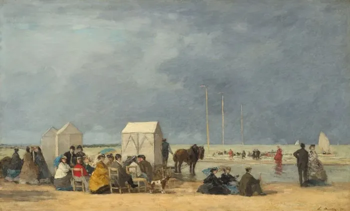 Framed Print : Bathing Time at Deauville, 1865. Creator: Eugene Louis Boudin Framed Print : Bathing Time at Deauville, 1865. Creator: Eugene Louis Boudin