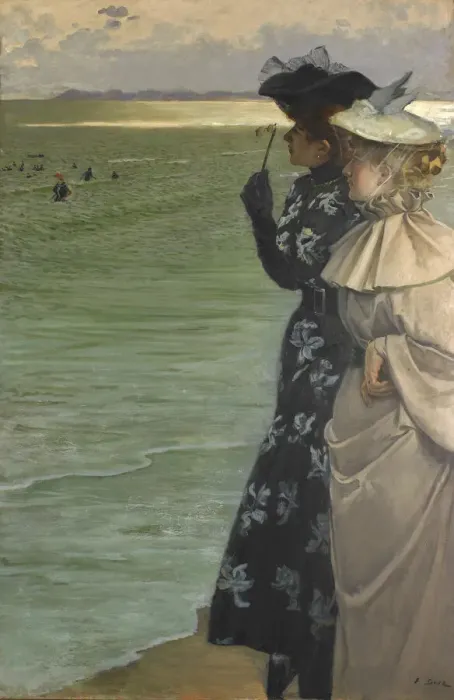 Framed Print : Bathing time at the seaside (L heure du bain au bord de la mer), 1896 Framed Print : Bathing time at the seaside (L heure du bain au bord de la mer), 1896
