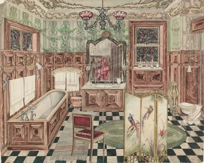 Framed Print : Bathroom, 1935 / 1942. Creator: Perkins Harnly Framed Print : Bathroom, 1935 / 1942. Creator: Perkins Harnly