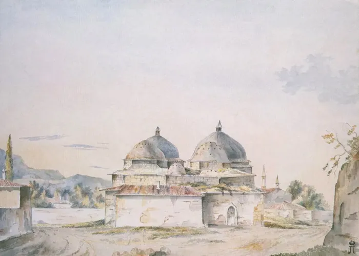 Framed Print : Baths at Bakhchisaray, 1787. Artist: Hadfield, William (active End of 18th cen. ) Framed Print : Baths at Bakhchisaray, 1787. Artist: Hadfield, William (active End of 18th cen. )