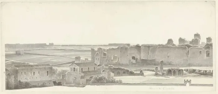 Framed Print : The Baths of Caracalla and Two Capitals from the Villa Mattei in Rome, c.1809-c.1812. Creator: Josephus Augustus Knip Framed Print : The Baths of Caracalla and Two Capitals from the Villa Mattei in Rome, c.1809-c.1812. Creator: Josephus Augustus Knip