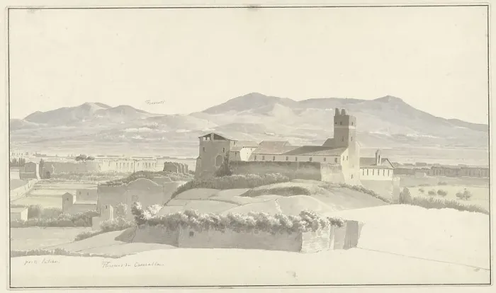 Framed Print : The Baths of Caracalla in Rome, with Frascati in the Distance, c.1809-c.1812. Creator: Josephus Augustus Knip Framed Print : The Baths of Caracalla in Rome, with Frascati in the Distance, c.1809-c.1812. Creator: Josephus Augustus Knip