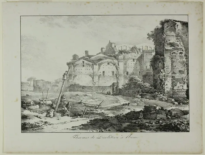 Framed Print : Baths of Diocletian, Rome, 1817. Creator: Claude Thiénon Framed Print : Baths of Diocletian, Rome, 1817. Creator: Claude Thiénon