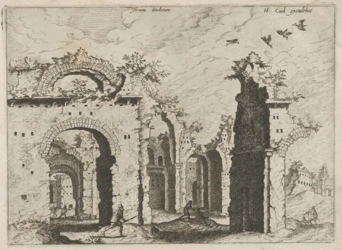 Framed Print : The Baths of Diocletian, from the series Roman Ruins and Buildings, 1562. Creators: Johannes van Doetecum I, Lucas van Doetecum Framed Print : The Baths of Diocletian, from the series Roman Ruins and Buildings, 1562. Creators: Johannes van Doetecum I, Lucas van Doetecum
