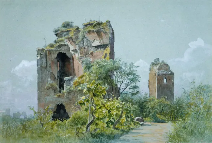 Framed Print : Baths of Trajan (Sette Sale, Villa Brancaccio, Rome), ca. 1882. Creator: William Stanley Haseltine Framed Print : Baths of Trajan (Sette Sale, Villa Brancaccio, Rome), ca. 1882. Creator: William Stanley Haseltine